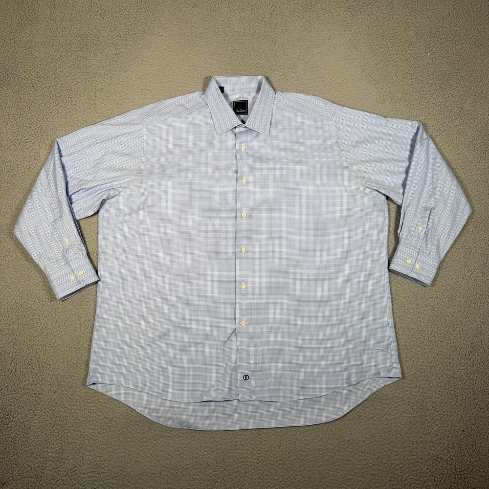 David Donahue Shirt Mens 18.5 34/35 Trim Fit Casual Preppy Dress Cotton Logo